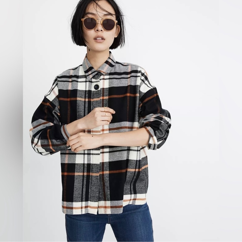 Madewell Flannel Bromley Shirt Black Plaid Size XS